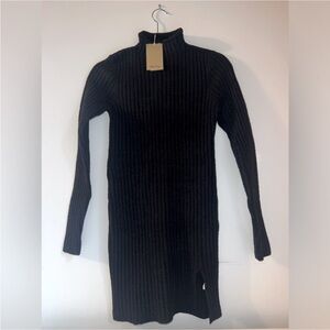Wilfred Black Ribbed mockneck Sweater Dress